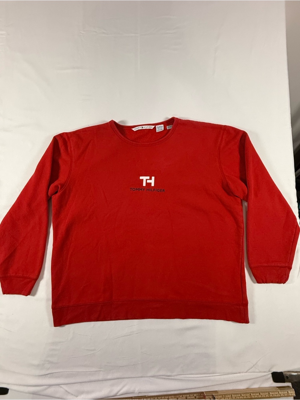 Tommy Hilfiger Men's Red Crewneck Sweatshirt with TH Logo